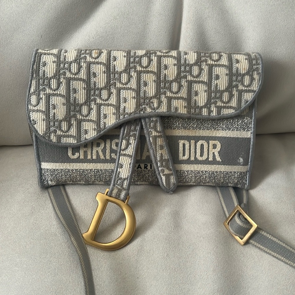 Dior Gray and Cream bag with Gold Accent